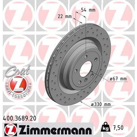 ZIMMERMANN Brake Disc - Standard/Coated, 400.3689.20 400.3689.20